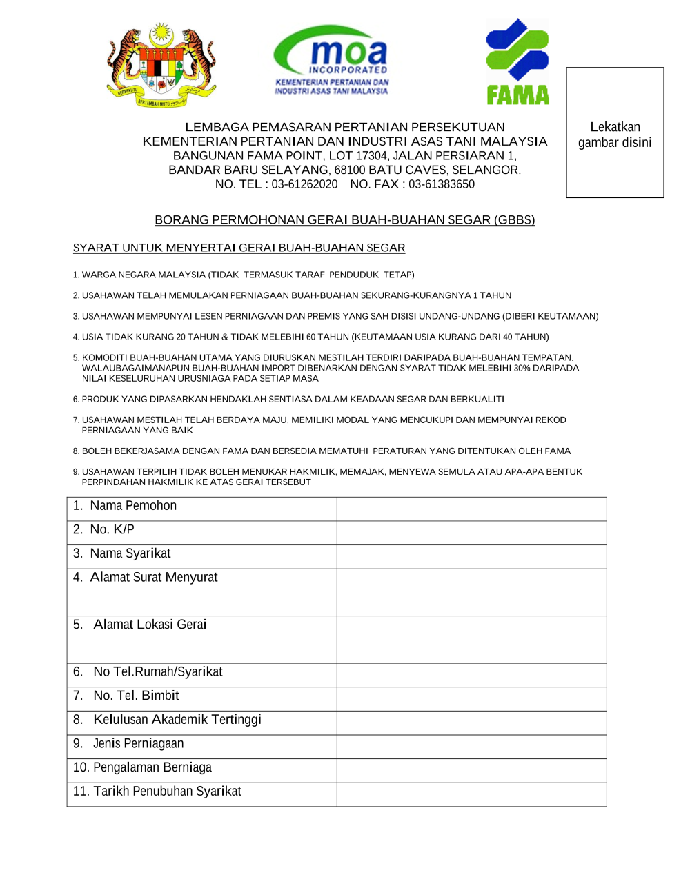 Borang Permohonan Fama Online