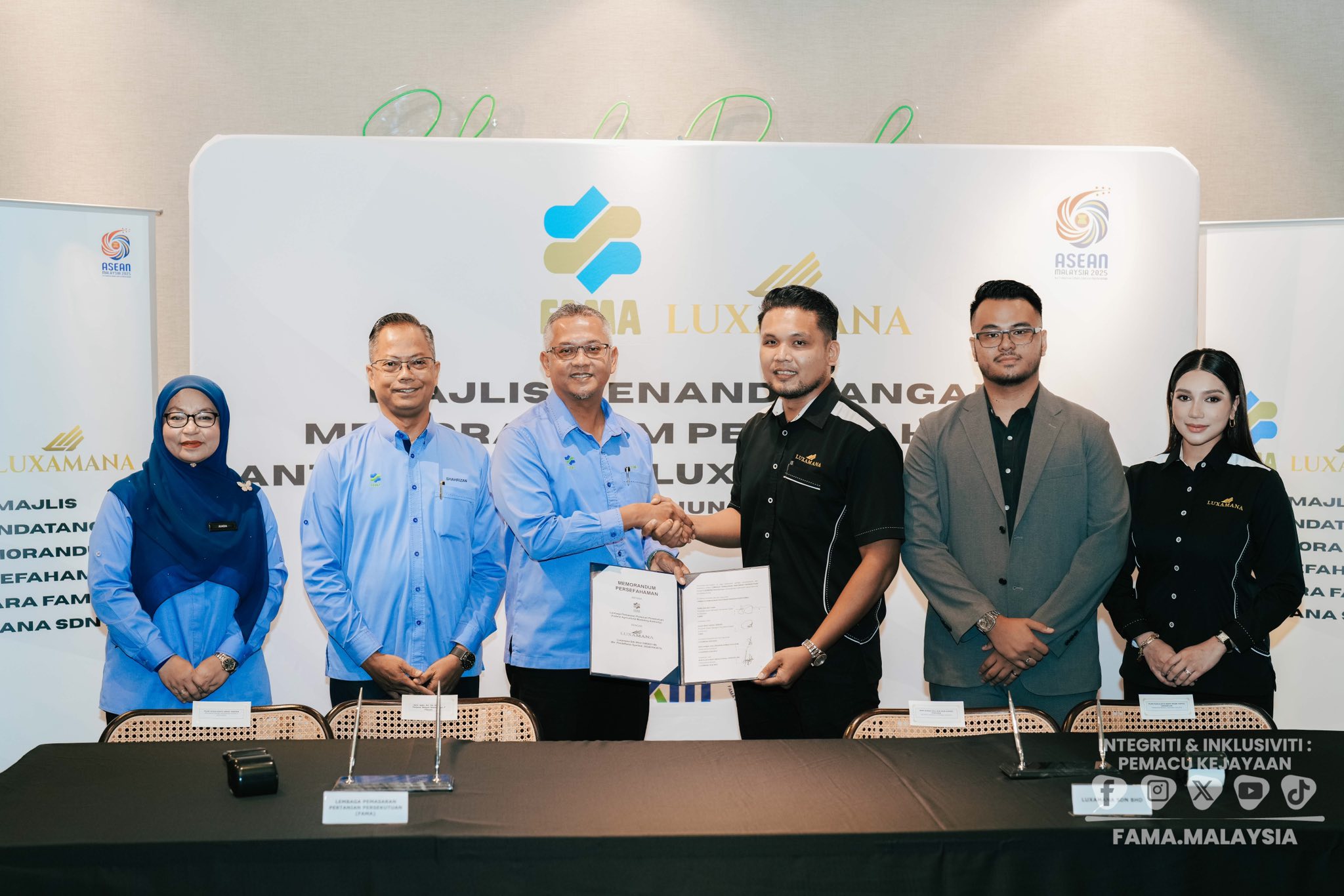 24 Jun 2025 | Selasa | Majlis Menandatangani Memorandum Persefahaman (MOU) Antara FAMA dan LUXAMANASDN. BHD. | Kuala Lumpur